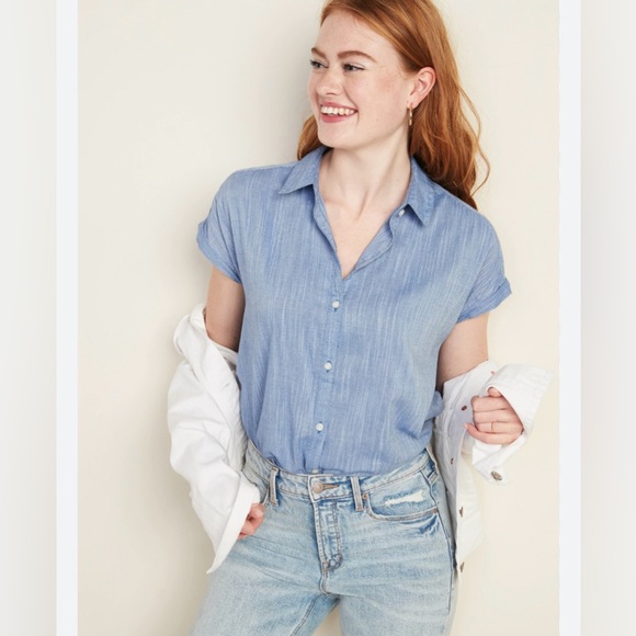 Old Navy Tops - 5 for $25! Slub-Weave Cap-Sleeve Old Navy Shirt S